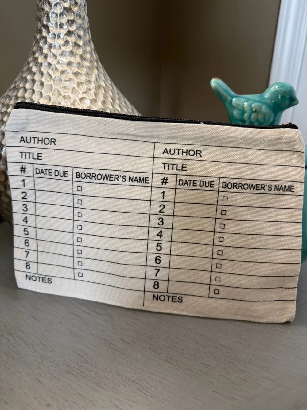 Novelty Library Card Canvas Cosmetic or Electronic Bag. NEW
